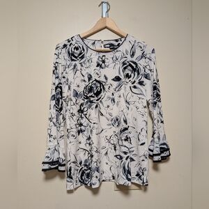 Karl Lagerfeld Paris Watercolor Floral Bell Sleeve Blouse – M